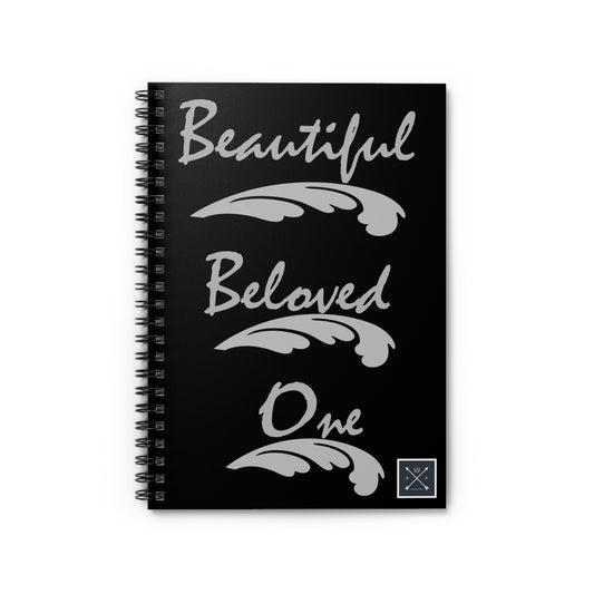 Beautiful Beloved Flourish (black/white) - Spiral Notebook - Ruled Line