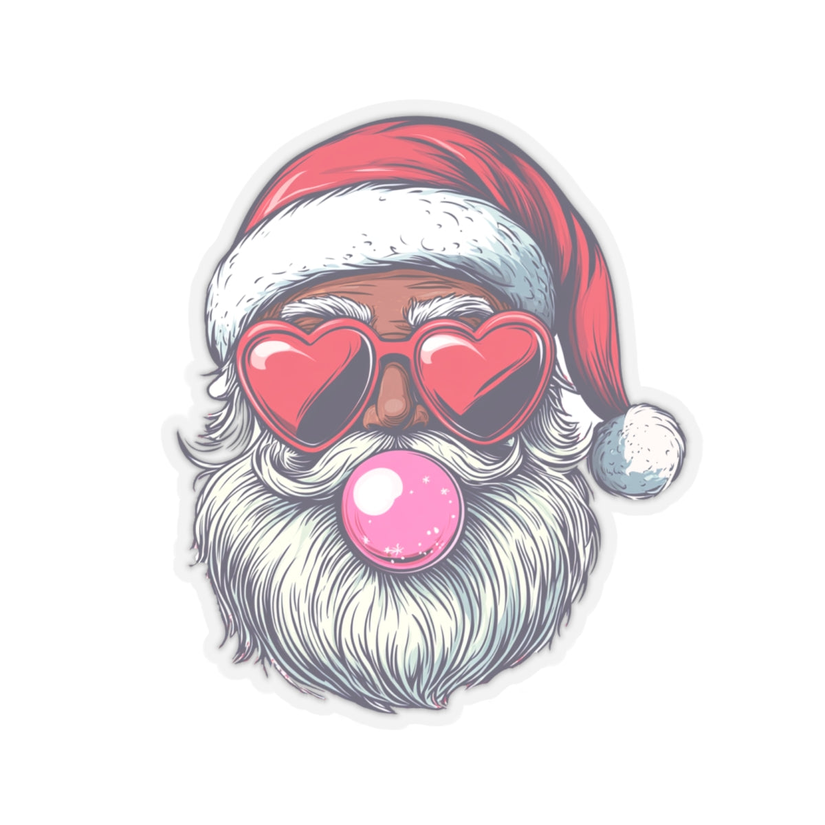 Christmas Stickers - Retro Black Bubblegum Santa