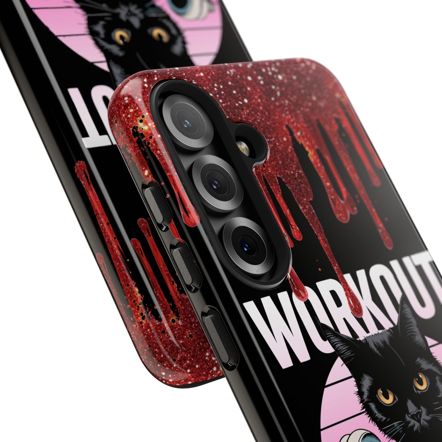 Edgy Cat Tough Phone Case - 'Workout Because Murder Is Wrong'
