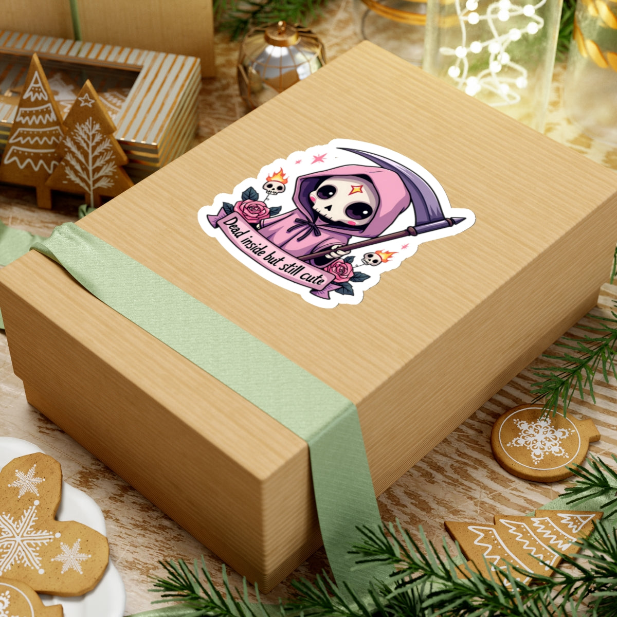 Dead Inside But Still Cute, Little Grim - Kiss-Cut Stickers
