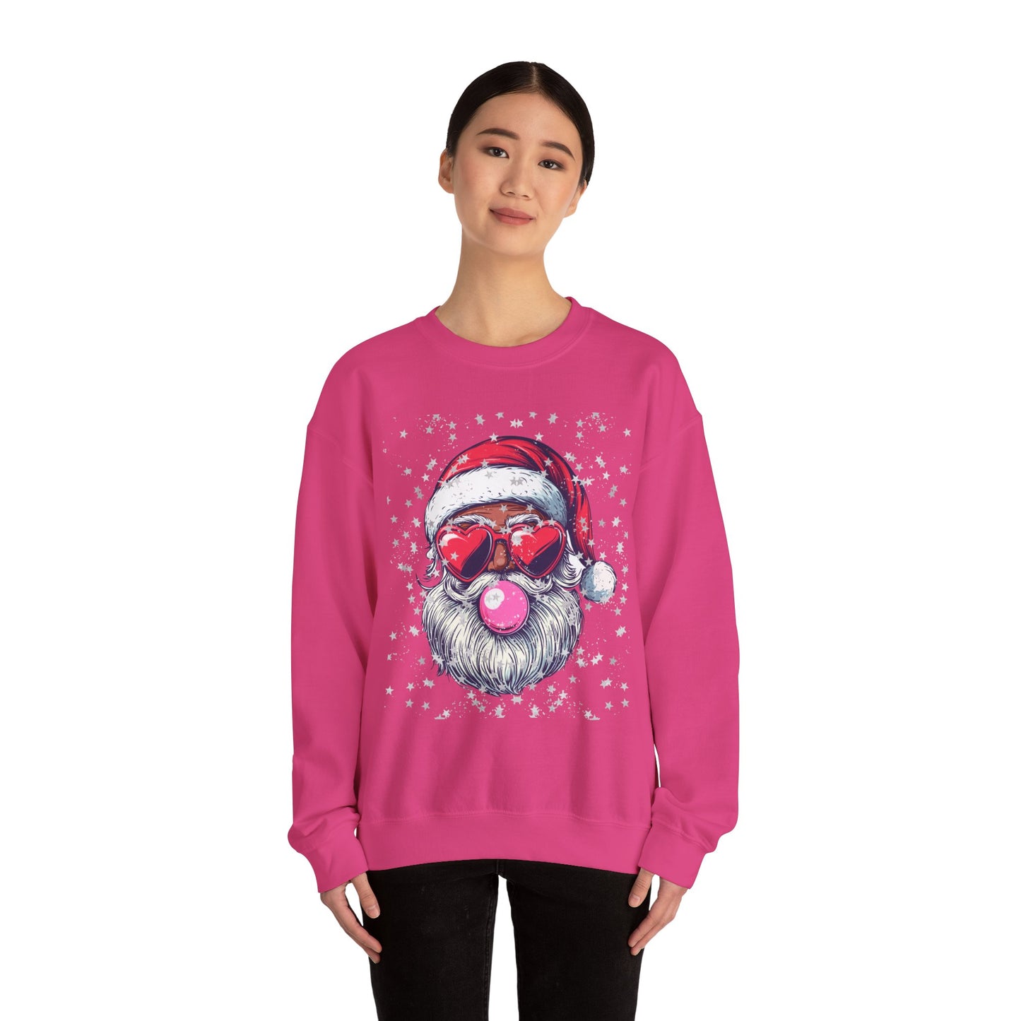 Retro Bubblegum Black Santa - Unisex Heavy Blend™ Crewneck Sweatshirt