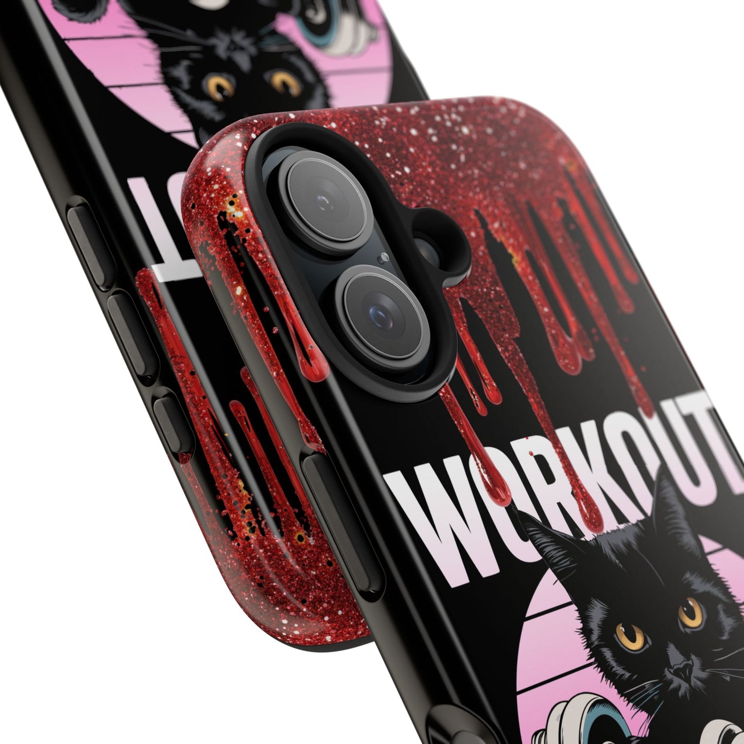 Edgy Cat Tough Phone Case - 'Workout Because Murder Is Wrong'