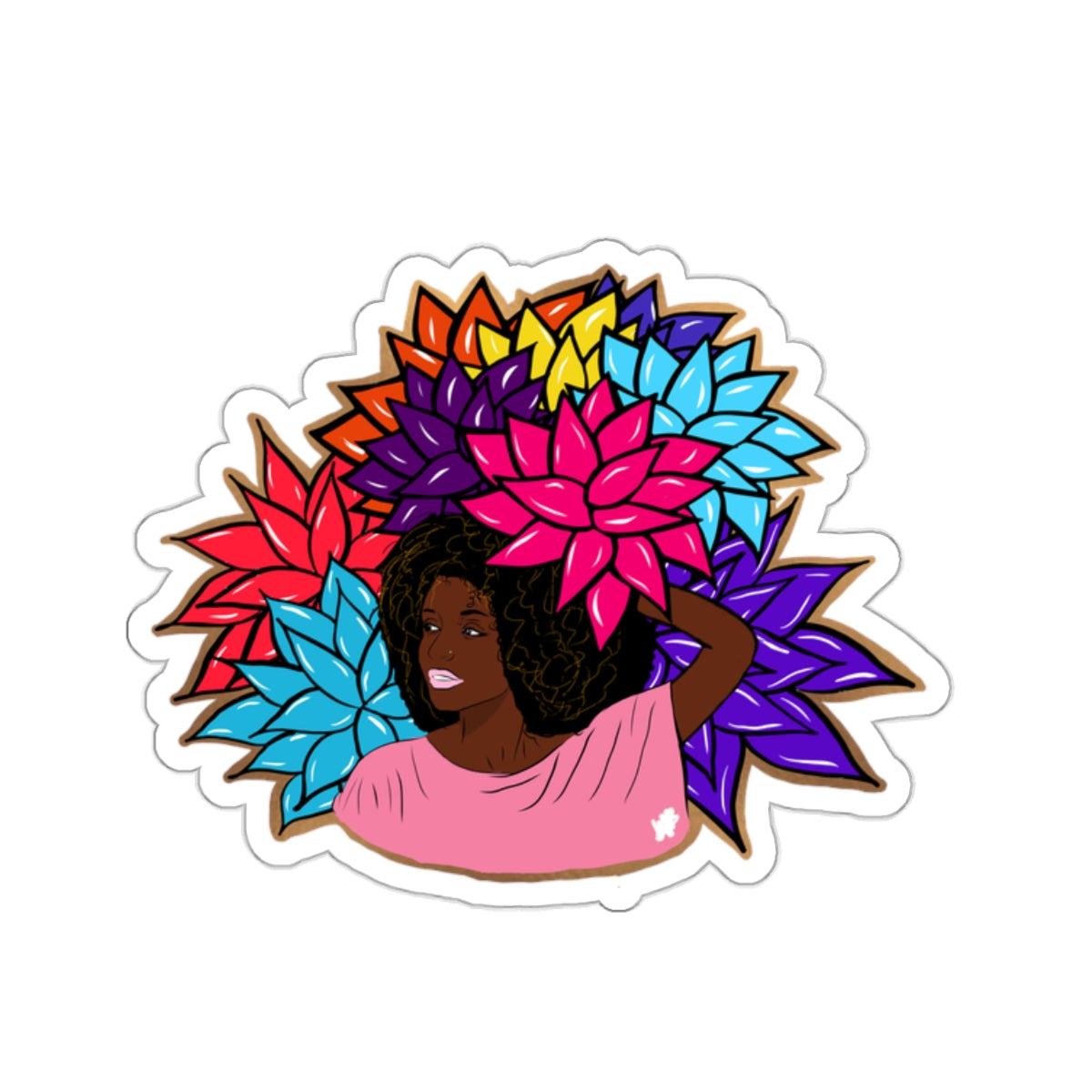 Beauty with Flowers (gold) - Kiss-Cut Stickers