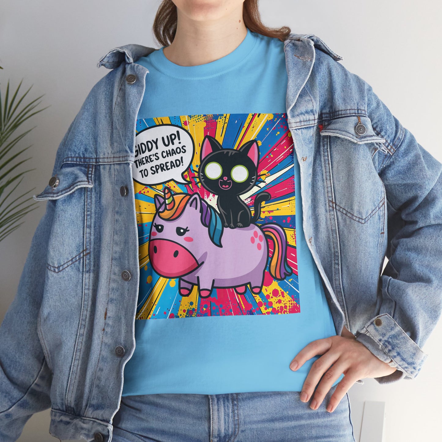 Giddy Up There’s Chaos To Spread - Unisex Heavy Cotton Tee
