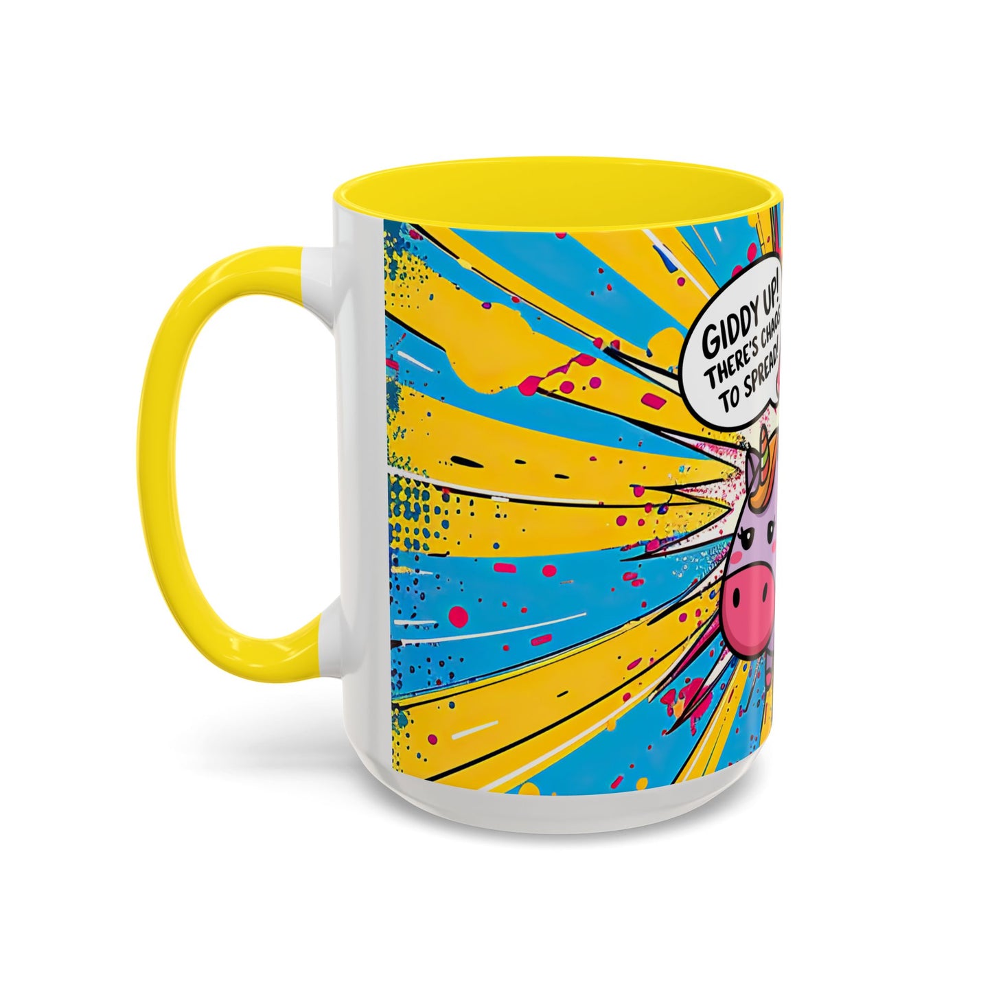 Giddy Up There's Chaos To Spread, Unicorn Cat Design - (11oz or 15oz) Coffee Mug