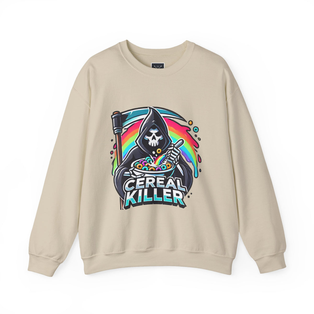 Cereal Killer Crewneck Sweatshirt — Funny Grim Reaper Cereal Graphic