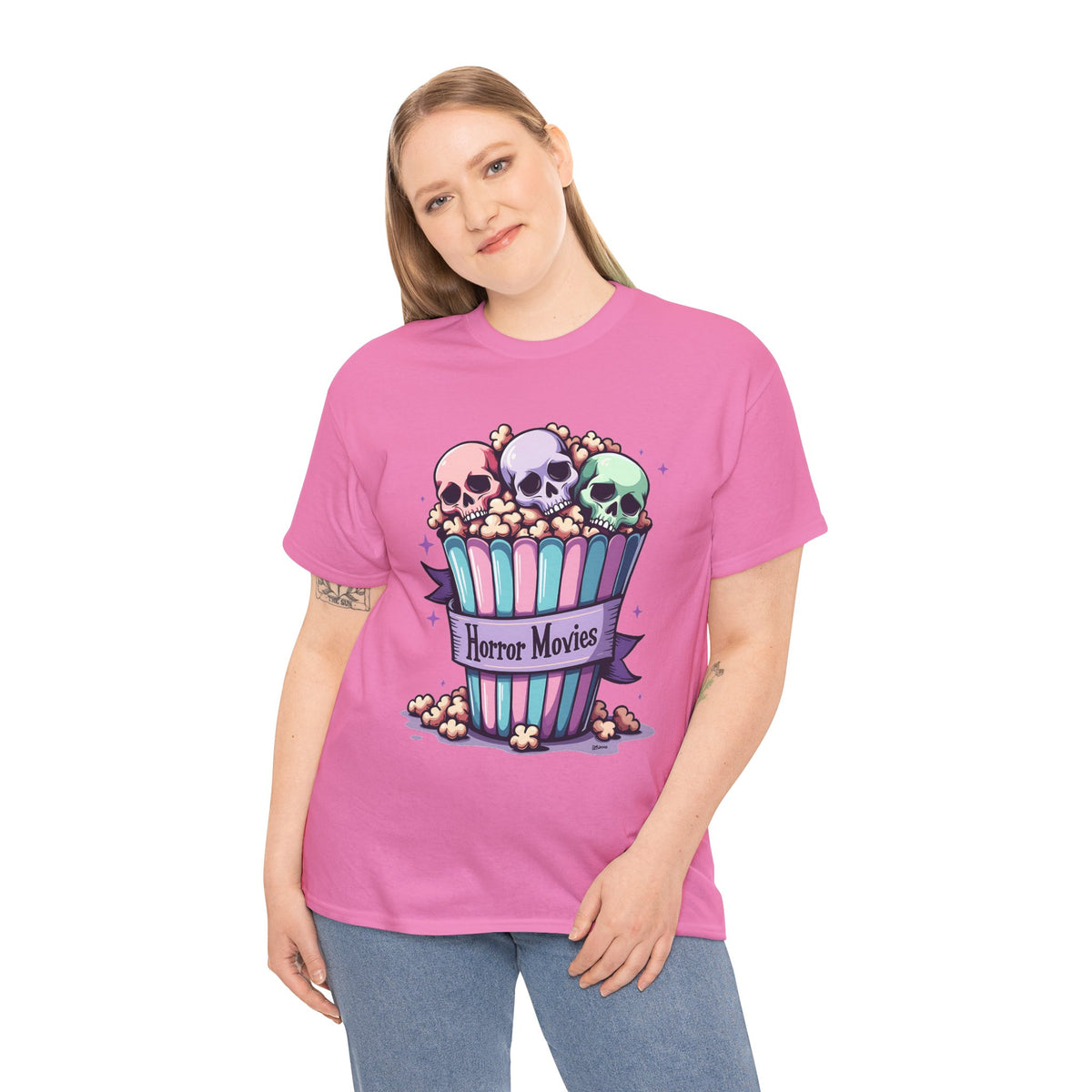 Horror Movies Popcorn Bucket - Unisex Cotton Tee