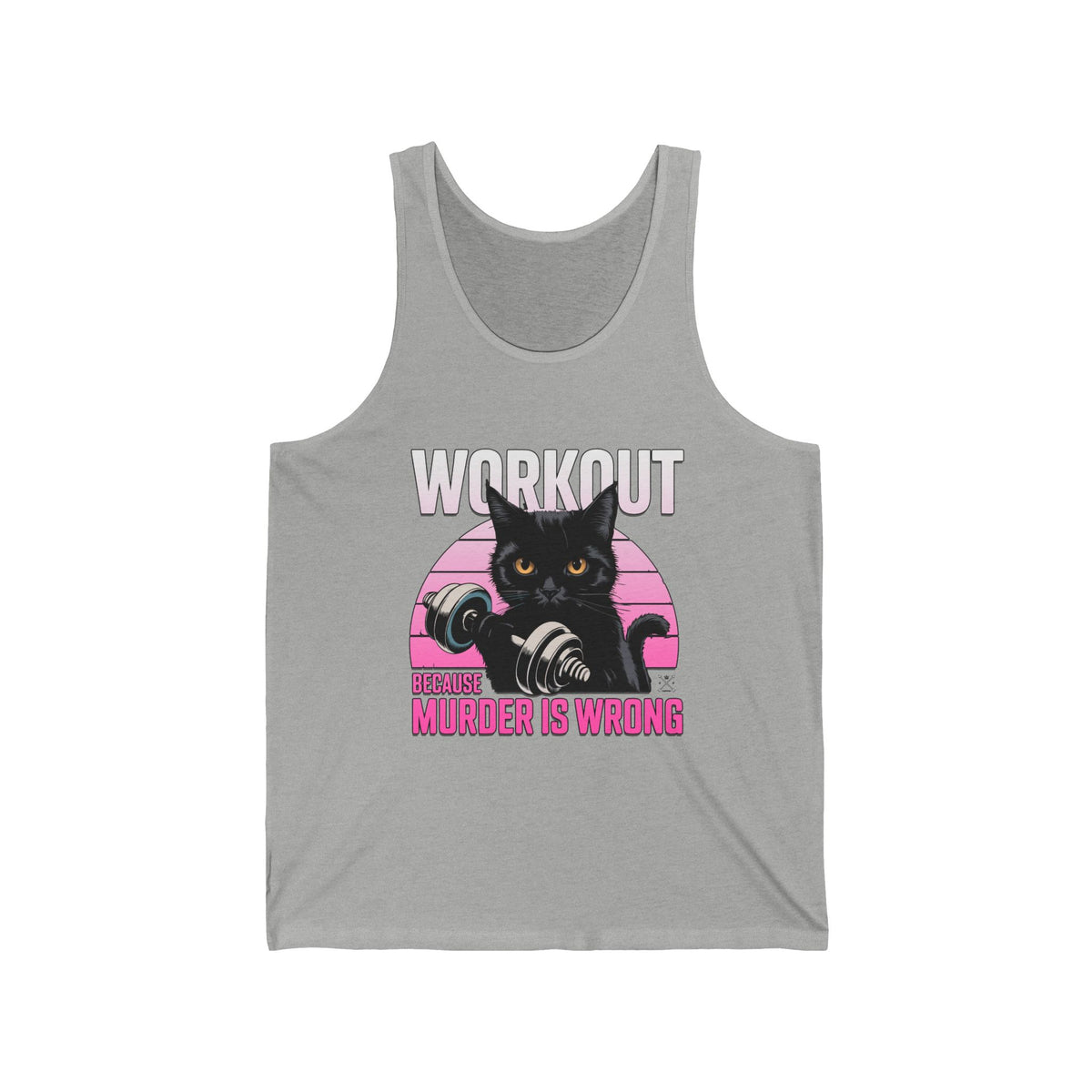Unisex Funny Cat Workout Jersey Tank - 'Murder is Wrong'