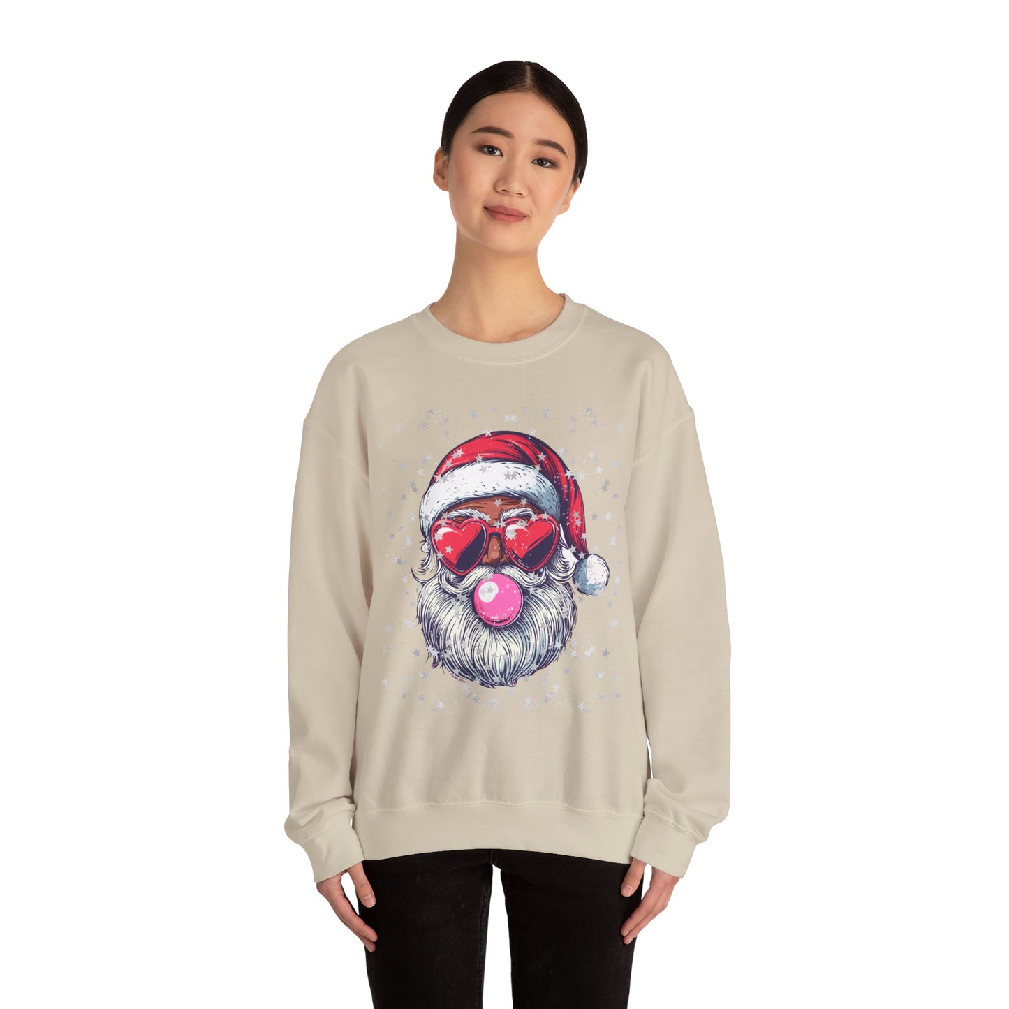 Retro Bubblegum Black Santa - Unisex Heavy Blend™ Crewneck Sweatshirt