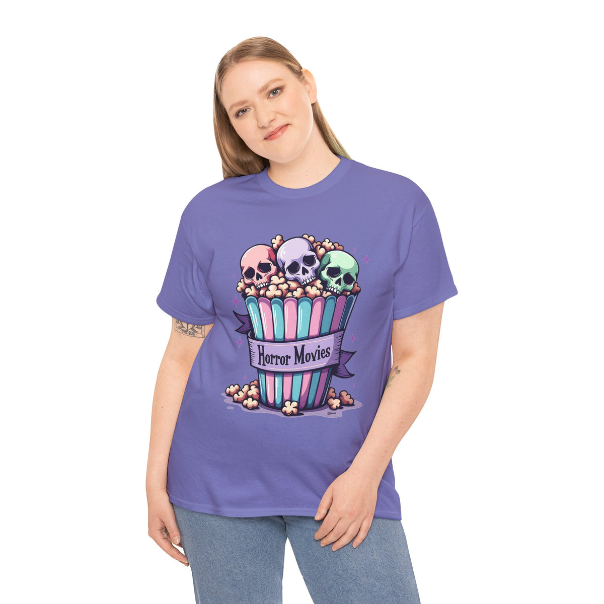 Horror Movies Popcorn Bucket - Unisex Cotton Tee