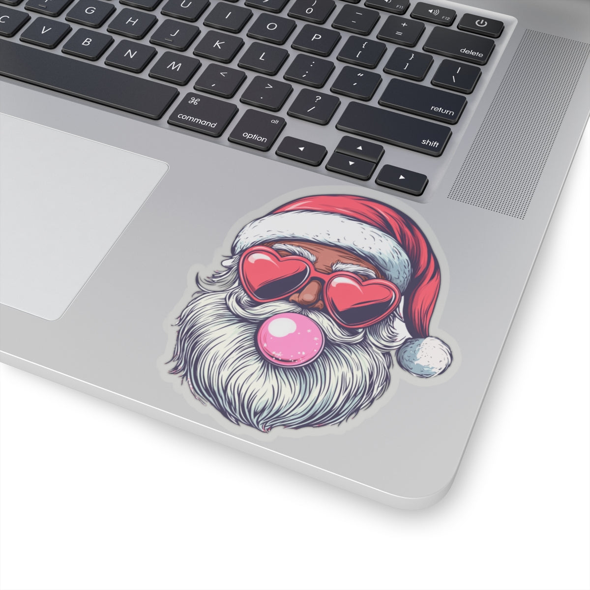 Christmas Stickers - Retro Black Bubblegum Santa