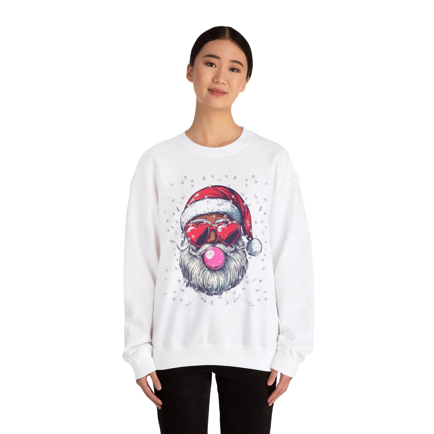 Retro Bubblegum Black Santa - Unisex Heavy Blend™ Crewneck Sweatshirt