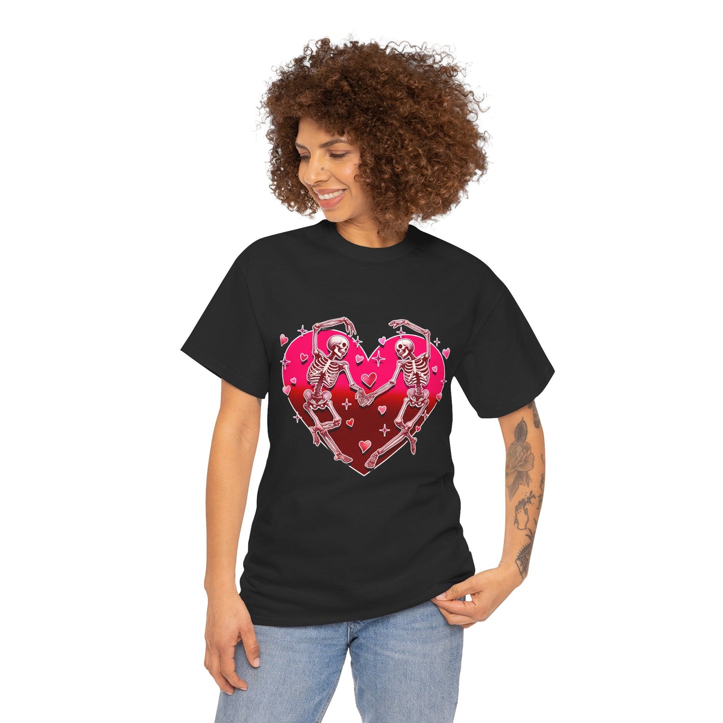 Skeleton Lovers Heart Graphic - Unisex Heavy Cotton T-shirt
