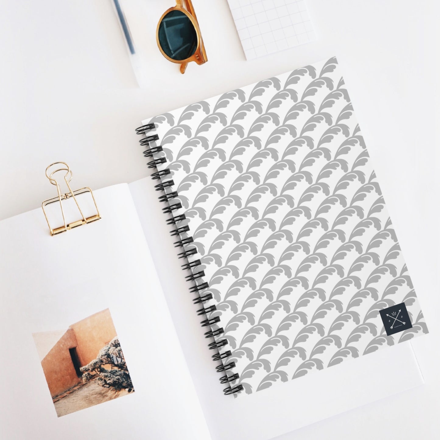 Beautiful Beloved Flourish (silver/white) - Spiral Notebook - Ruled Line