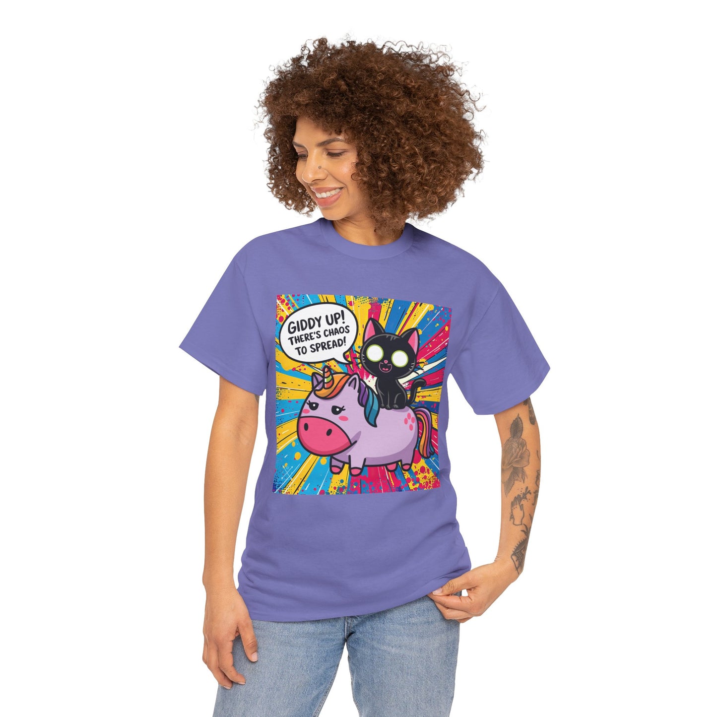 Giddy Up There’s Chaos To Spread - Unisex Heavy Cotton Tee
