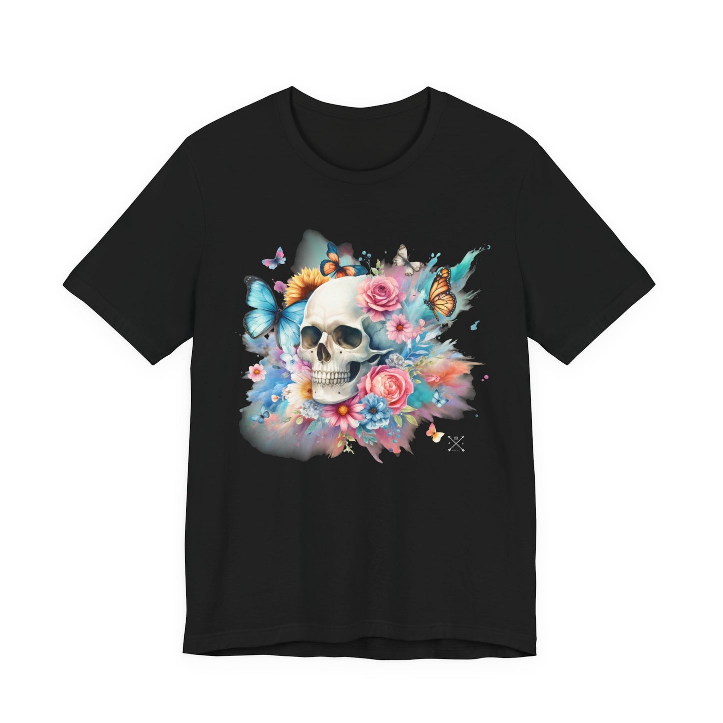 Watercolor Skull and Butterflies - Unisex Jersey Short Sleeve Tee