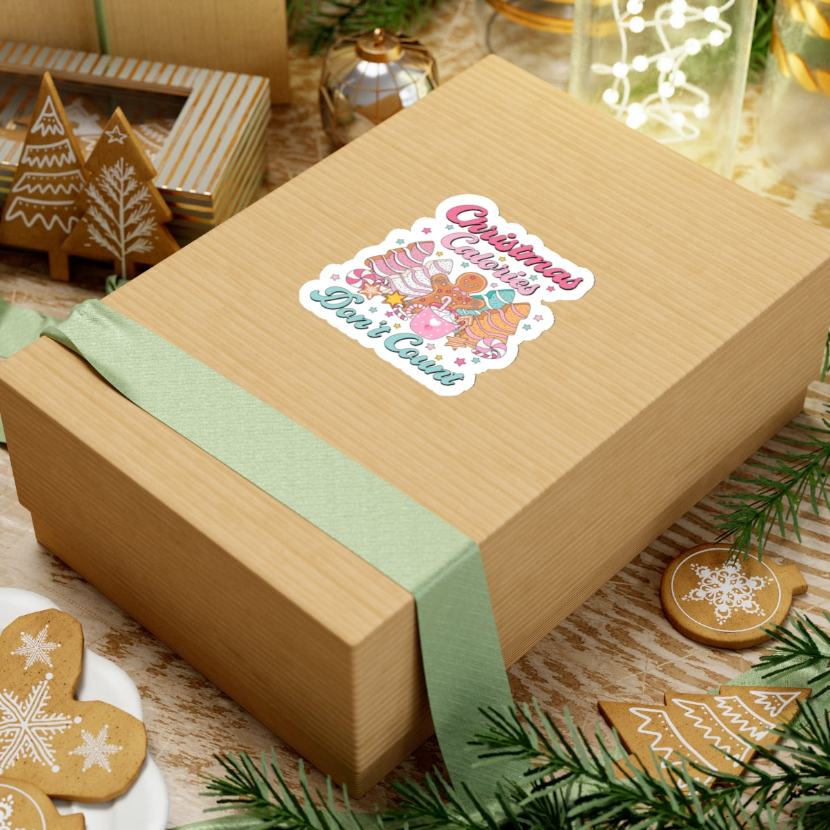 Kiss-Cut Stickers - Christmas Calories Don't Count, Christmas Cookies