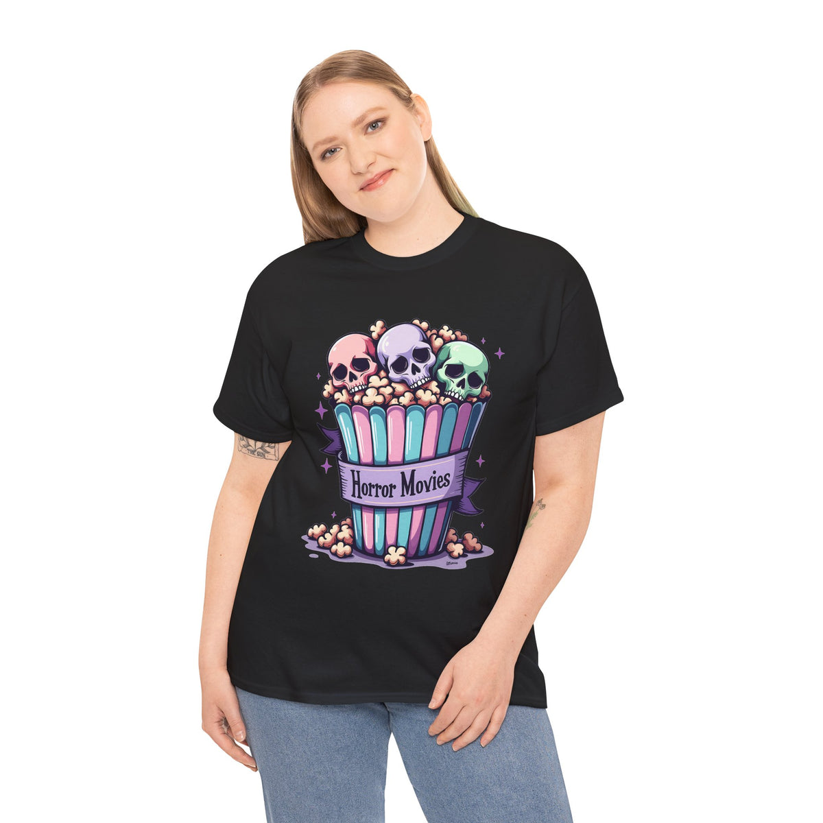 Horror Movies Popcorn Bucket - Unisex Cotton Tee