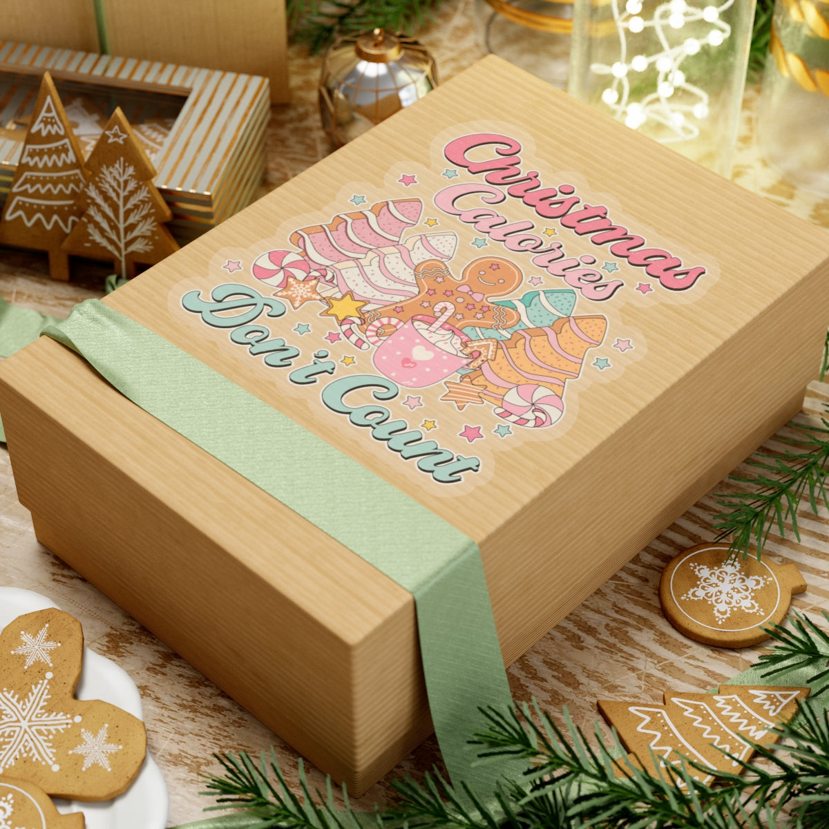 Kiss-Cut Stickers - Christmas Calories Don't Count, Christmas Cookies