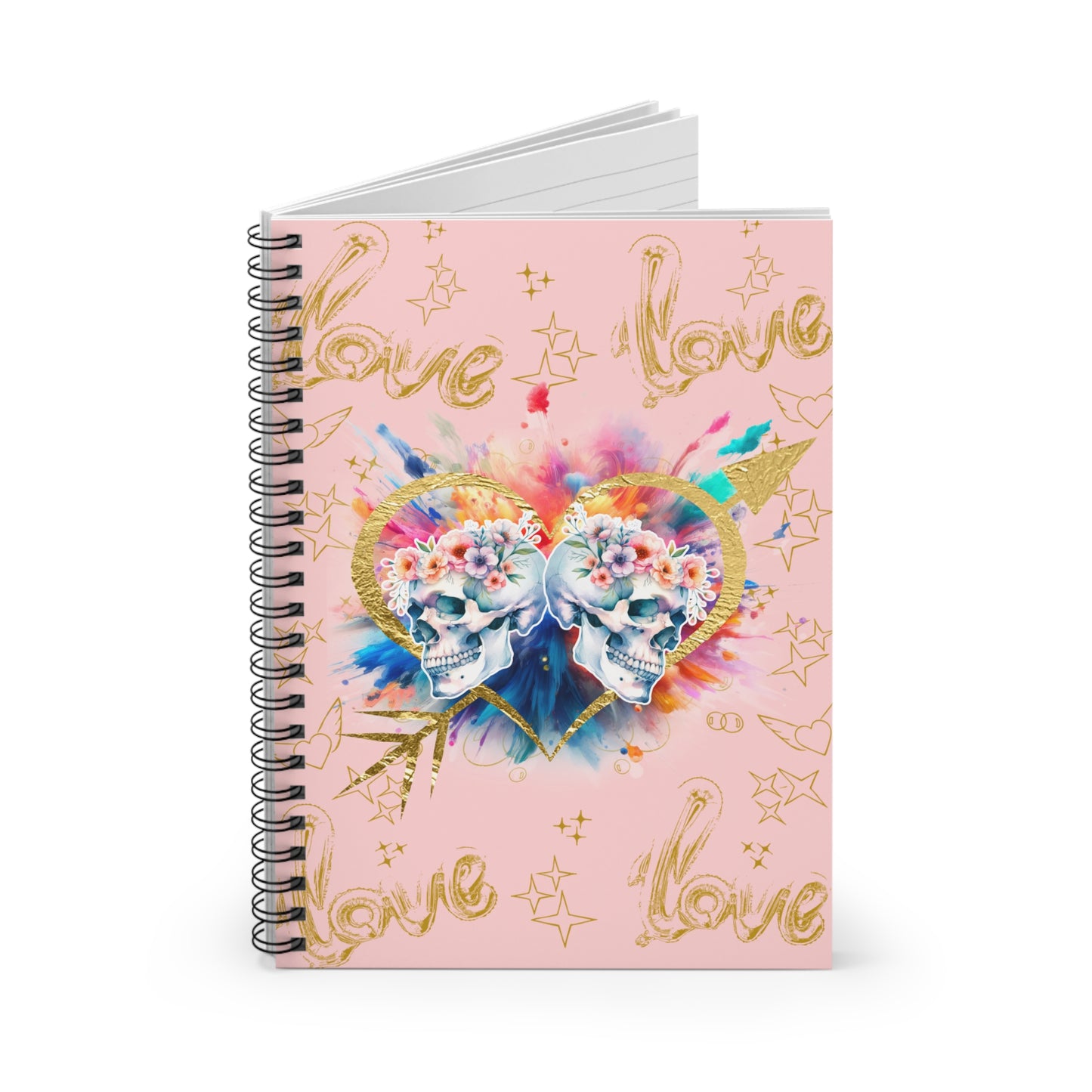Love is Golden Watercolor (pink) - Spiral Notebook - Ruled Line