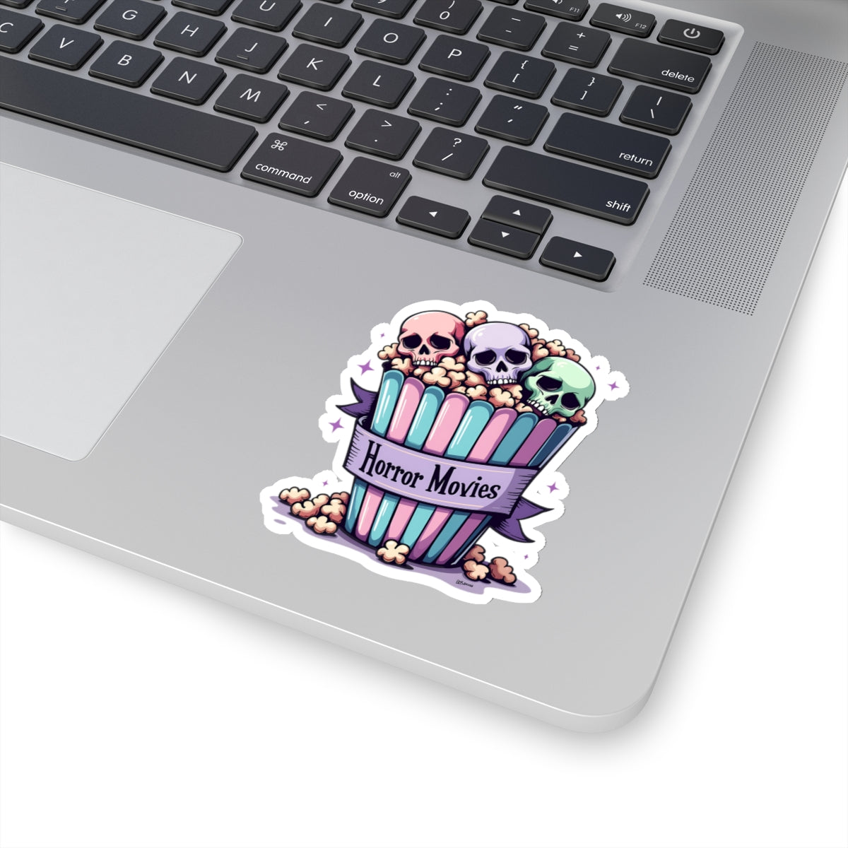 Horror Movies Popcorn Bucket and Skulls - Kiss-Cut Stickers