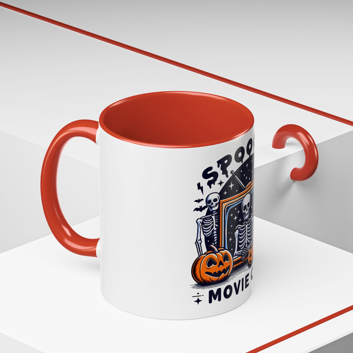 Spoooky Movie Club Skeletons - Color Accent Coffee Mug