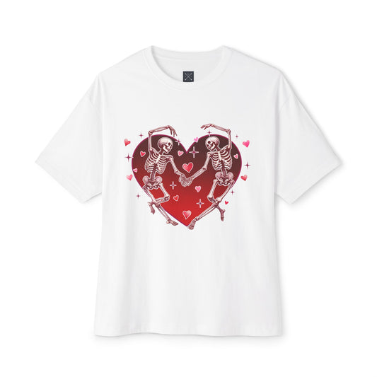 Skeleton Heart Lovers - Unisex Oversized Boxy T-shirt