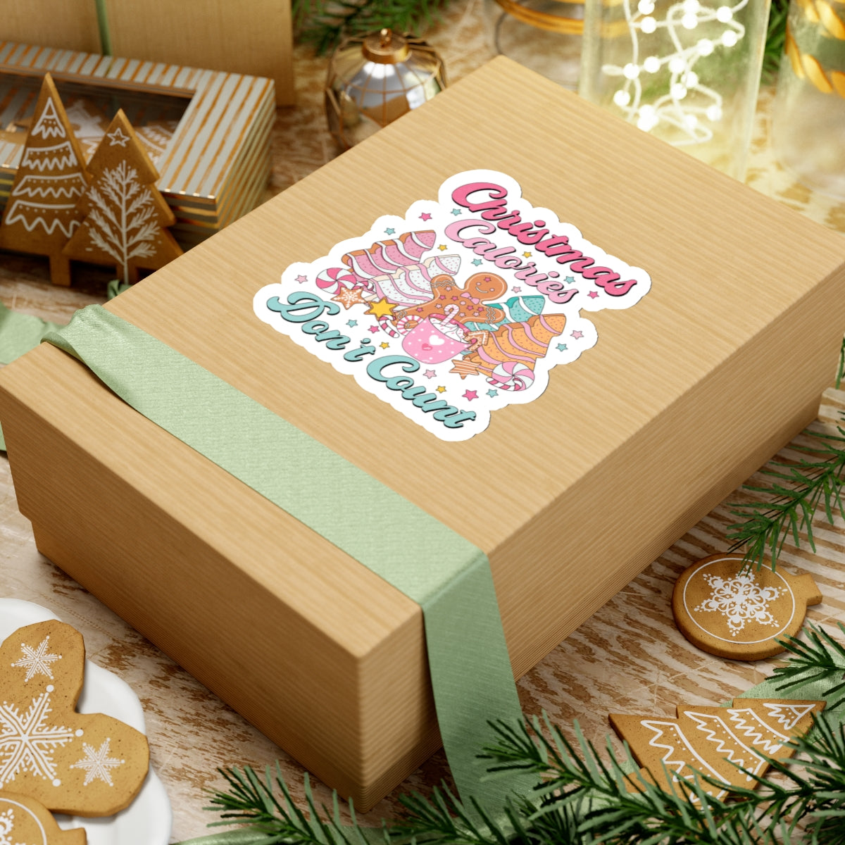 Kiss-Cut Stickers - Christmas Calories Don't Count, Christmas Cookies