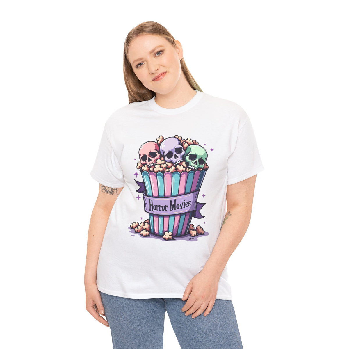 Horror Movies Popcorn Bucket - Unisex Cotton Tee