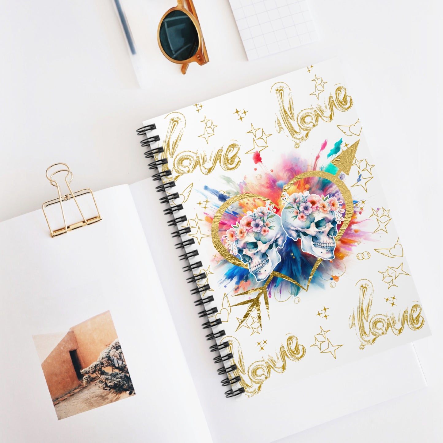 Love is Golden Watercolor - Spiral Notebook - Ruled Line