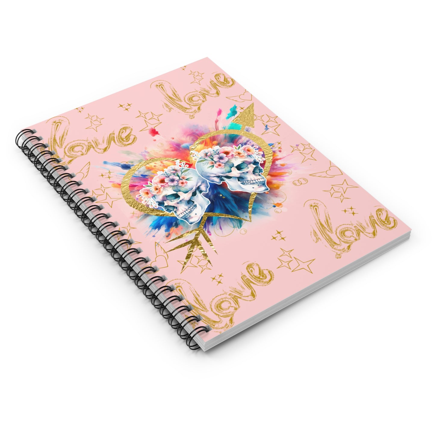 Love is Golden Watercolor (pink) - Spiral Notebook - Ruled Line
