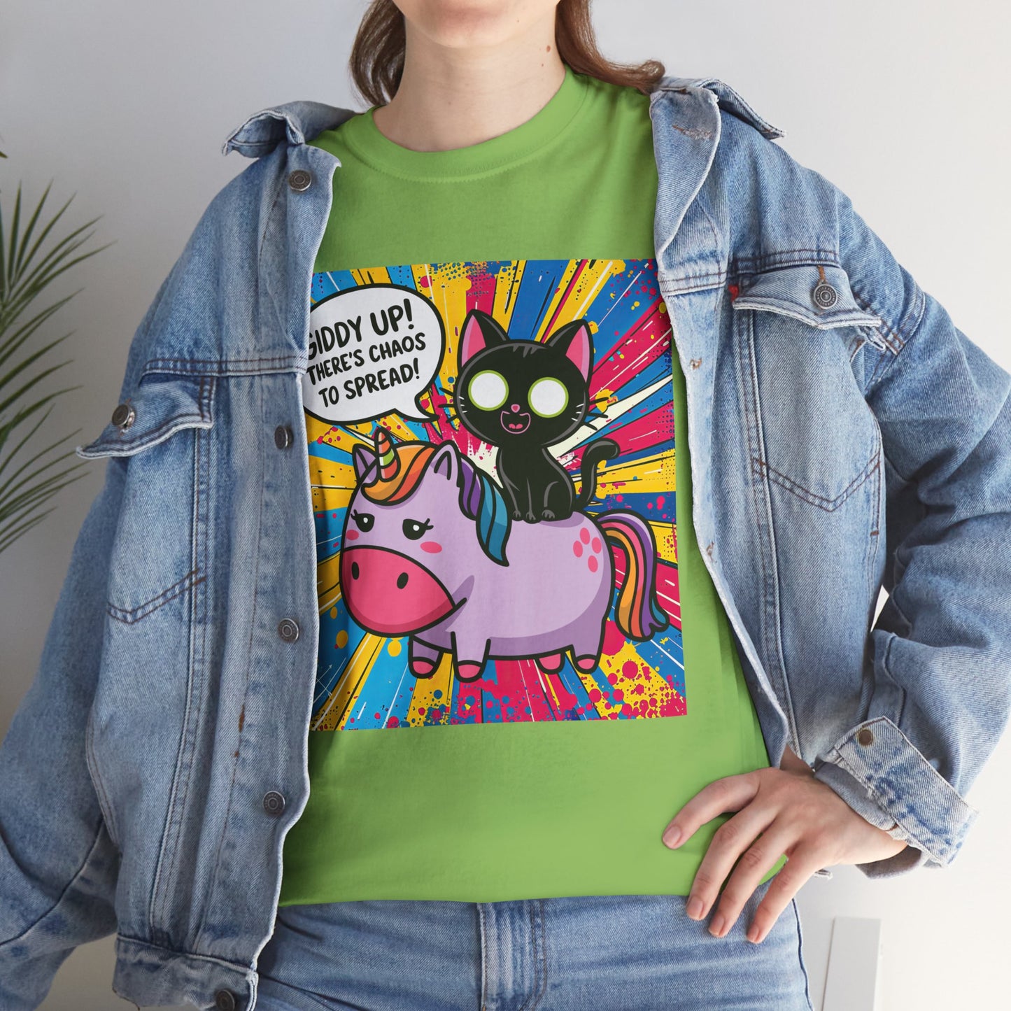 Giddy Up There’s Chaos To Spread - Unisex Heavy Cotton Tee