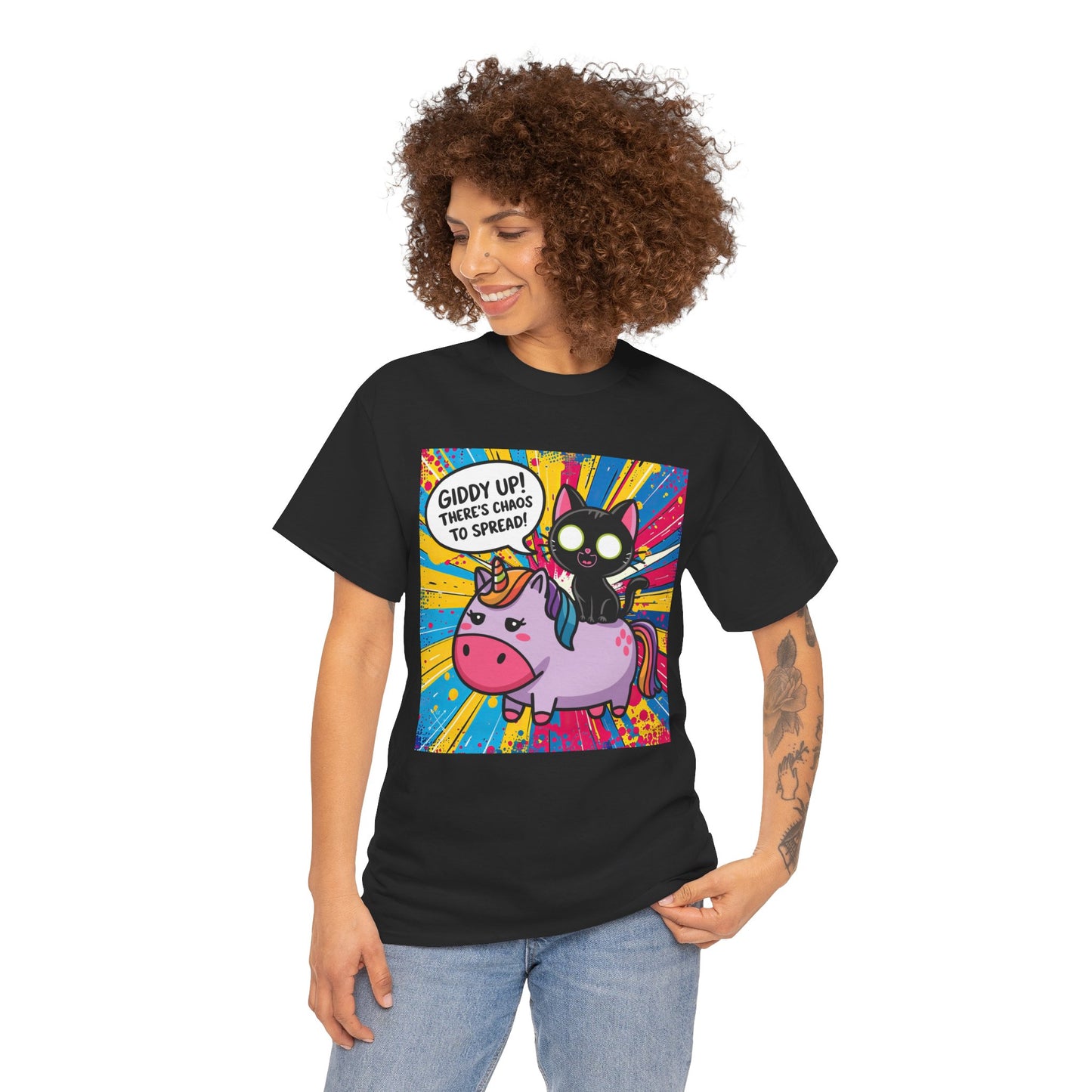 Giddy Up There’s Chaos To Spread - Unisex Heavy Cotton Tee