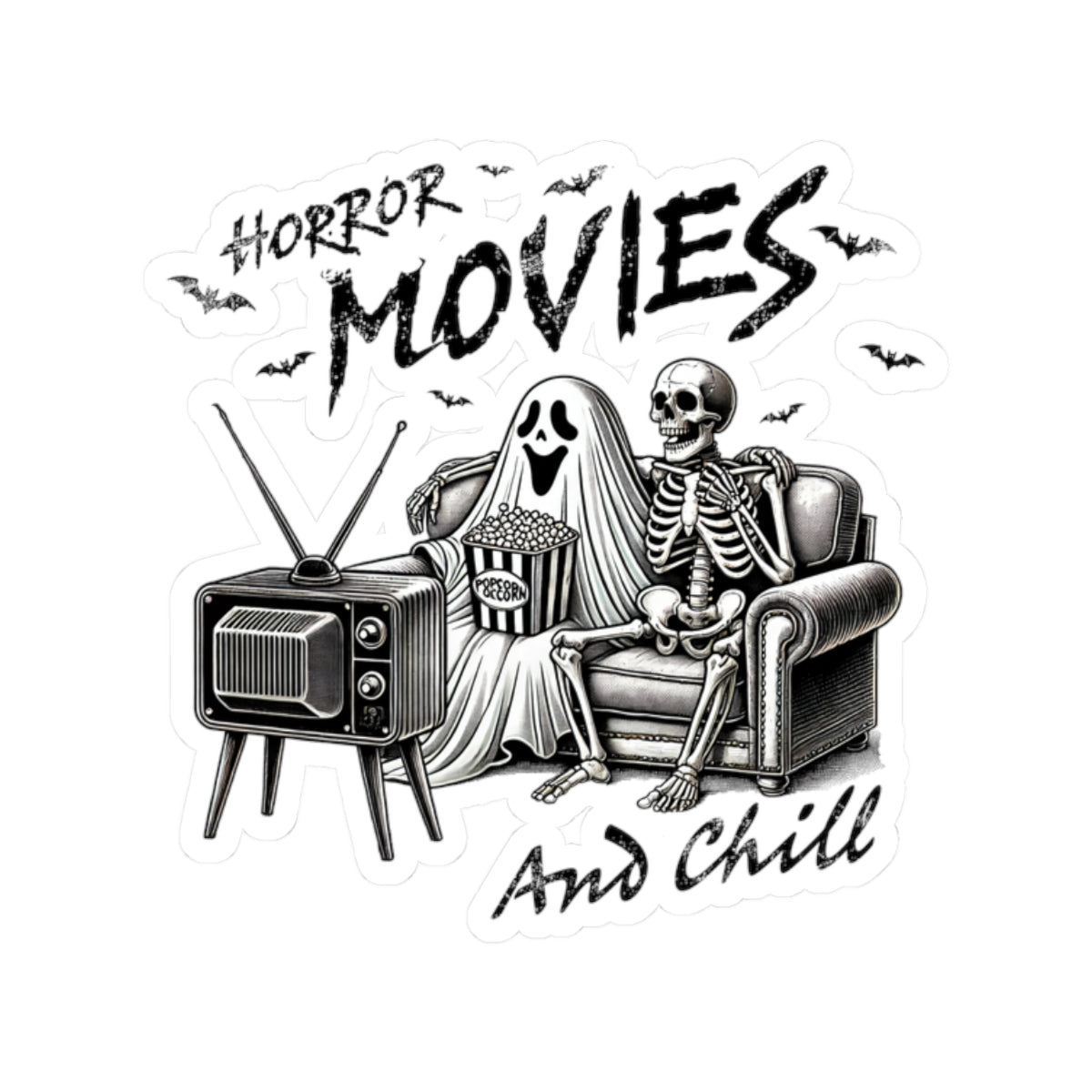 Horror Movies and Chill - Kiss-Cut Stickers