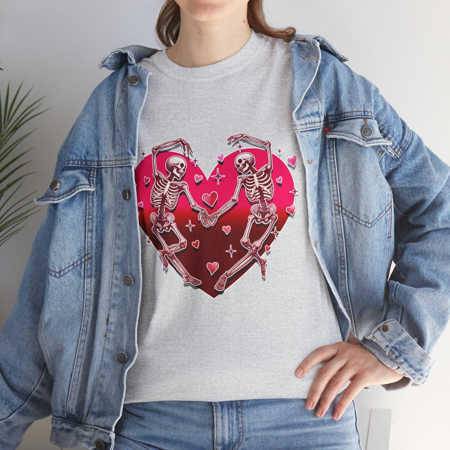 Skeleton Lovers Heart Graphic - Unisex Heavy Cotton T-shirt