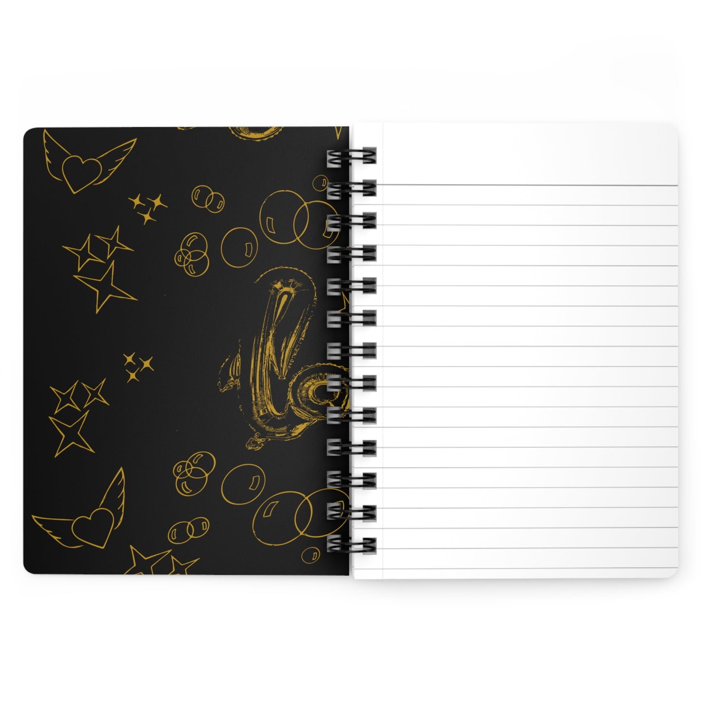 Love is Golden Watercolor (black) - Spiral Notebook - Ruled Line