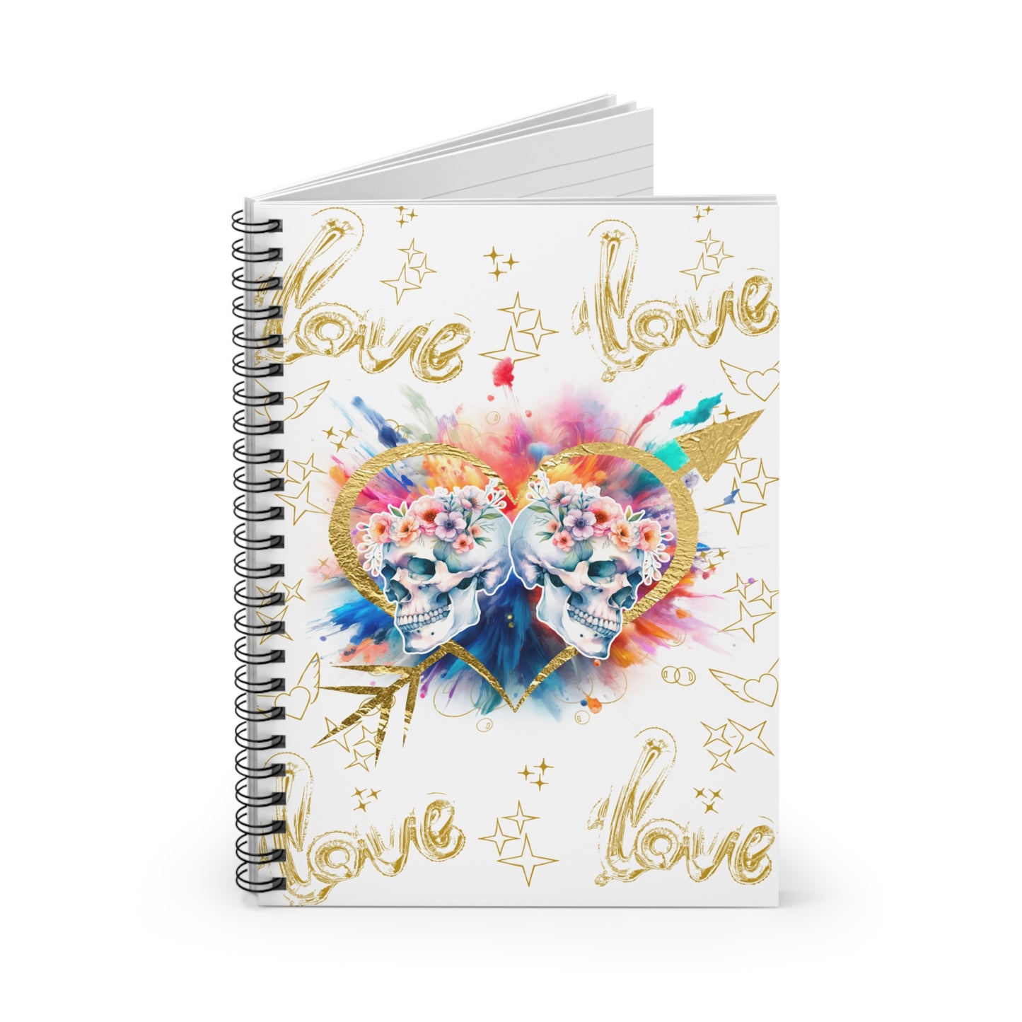 Love is Golden Watercolor - Spiral Notebook - Ruled Line