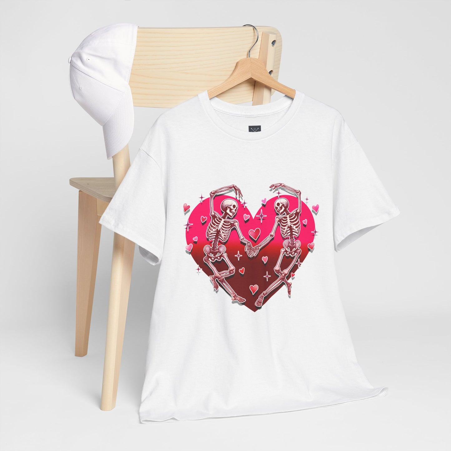 Skeleton Lovers Heart Graphic - Unisex Heavy Cotton T-shirt
