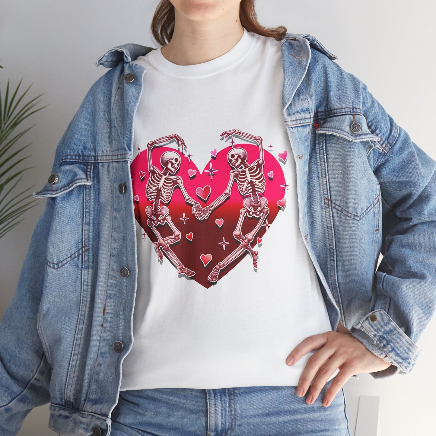 Skeleton Lovers Heart Graphic - Unisex Heavy Cotton T-shirt