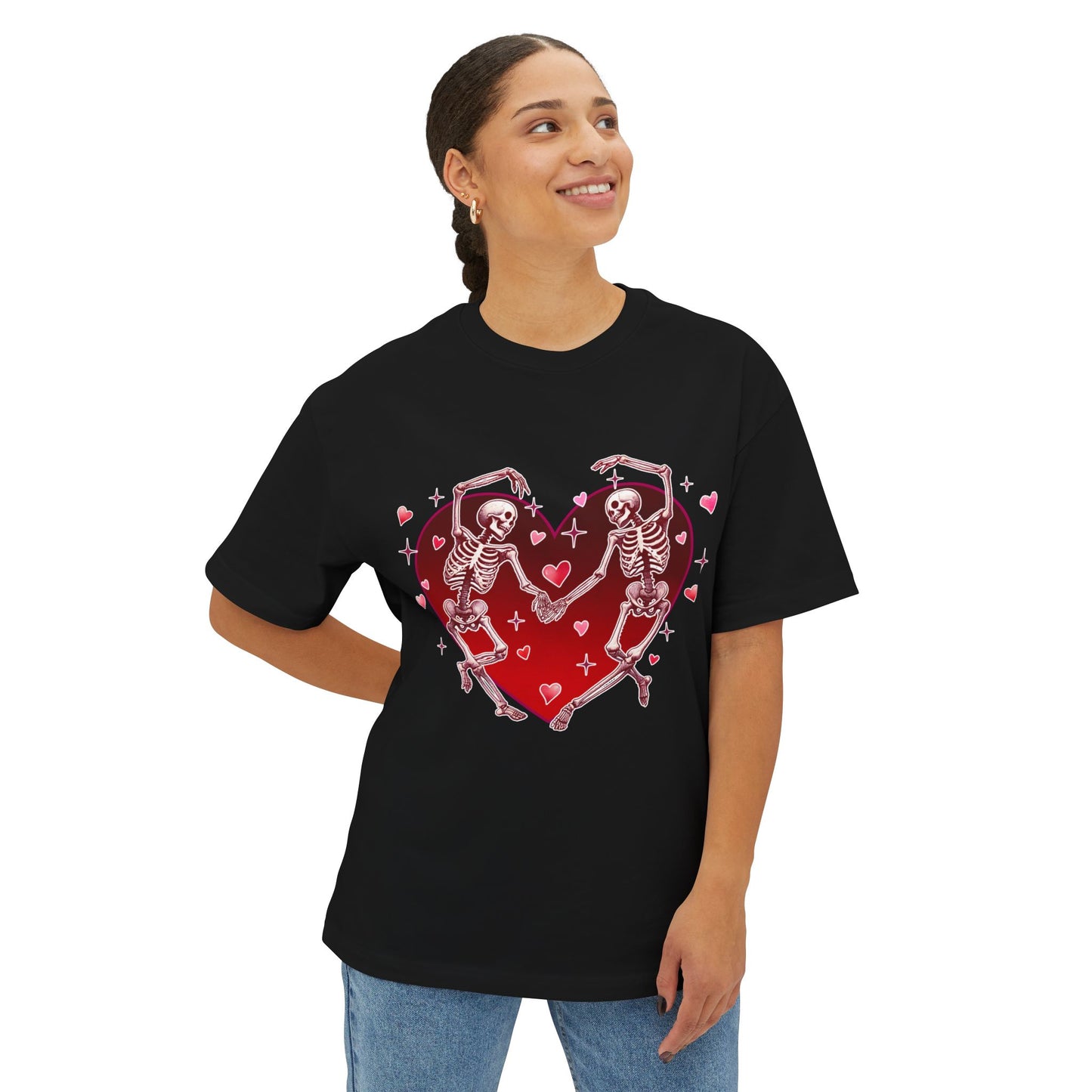 Skeleton Heart Lovers - Unisex Oversized Boxy T-shirt