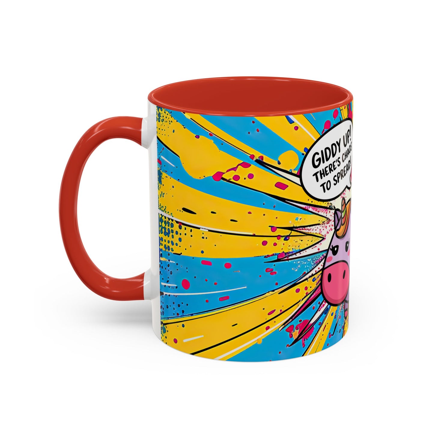 Giddy Up There's Chaos To Spread, Unicorn Cat Design - (11oz or 15oz) Coffee Mug