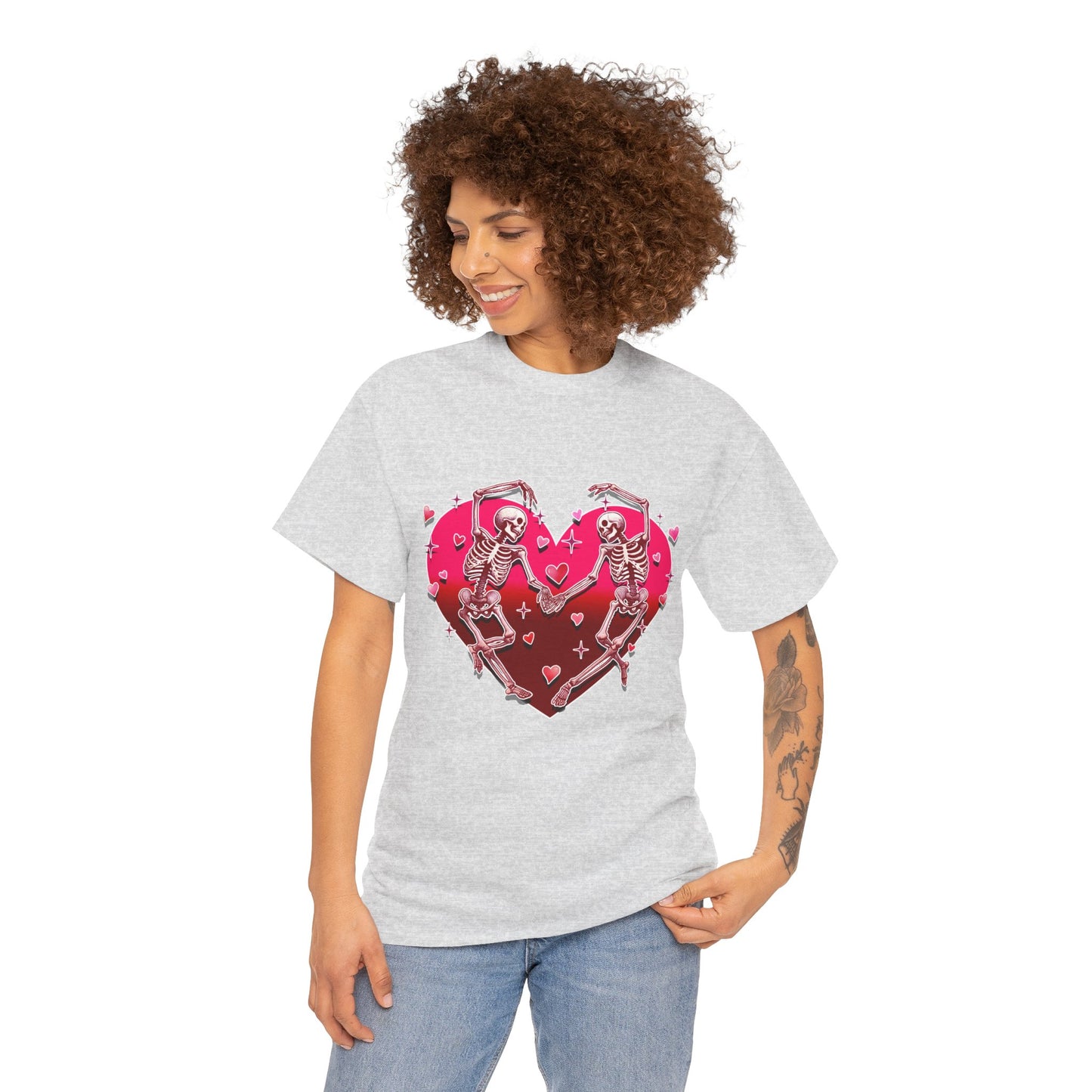 Skeleton Lovers Heart Graphic - Unisex Heavy Cotton T-shirt