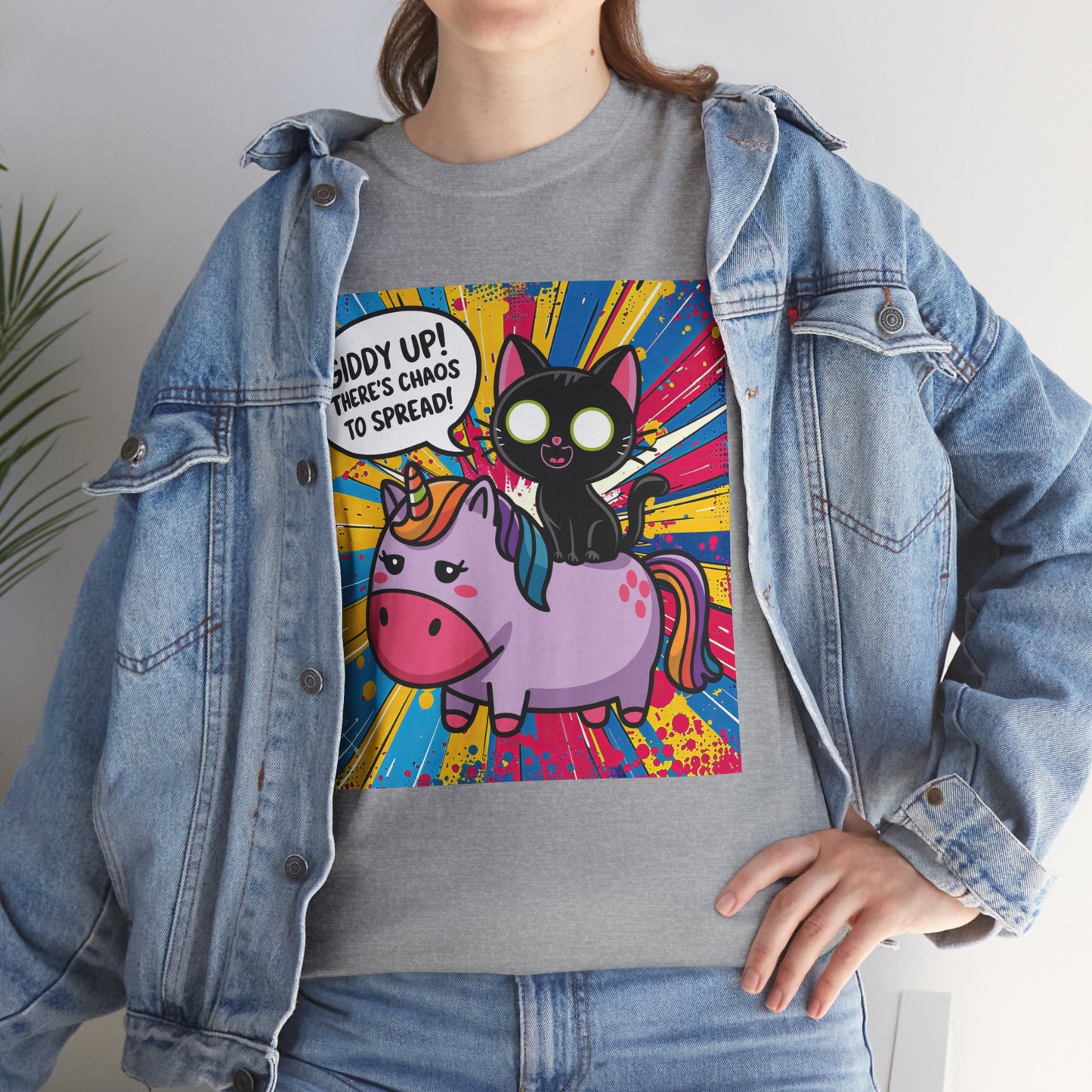 Giddy Up There’s Chaos To Spread - Unisex Heavy Cotton Tee