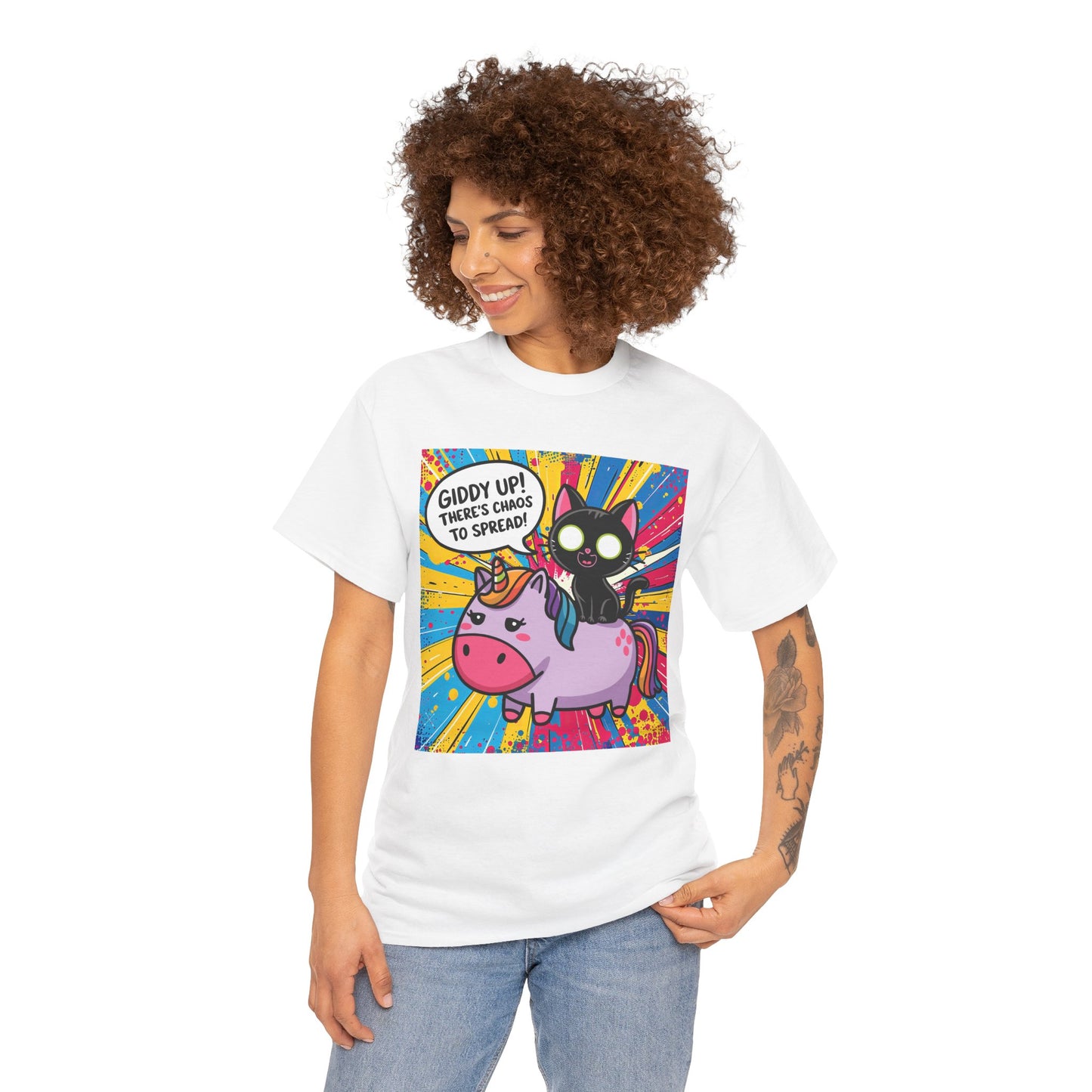 Giddy Up There’s Chaos To Spread - Unisex Heavy Cotton Tee