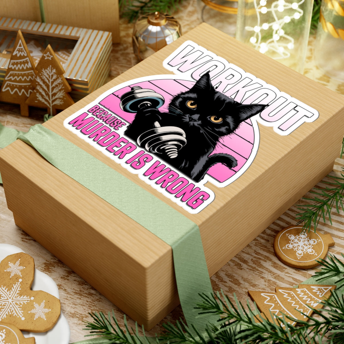 Workout Cat Kiss-Cut Stickers - Fun Fitness Décor