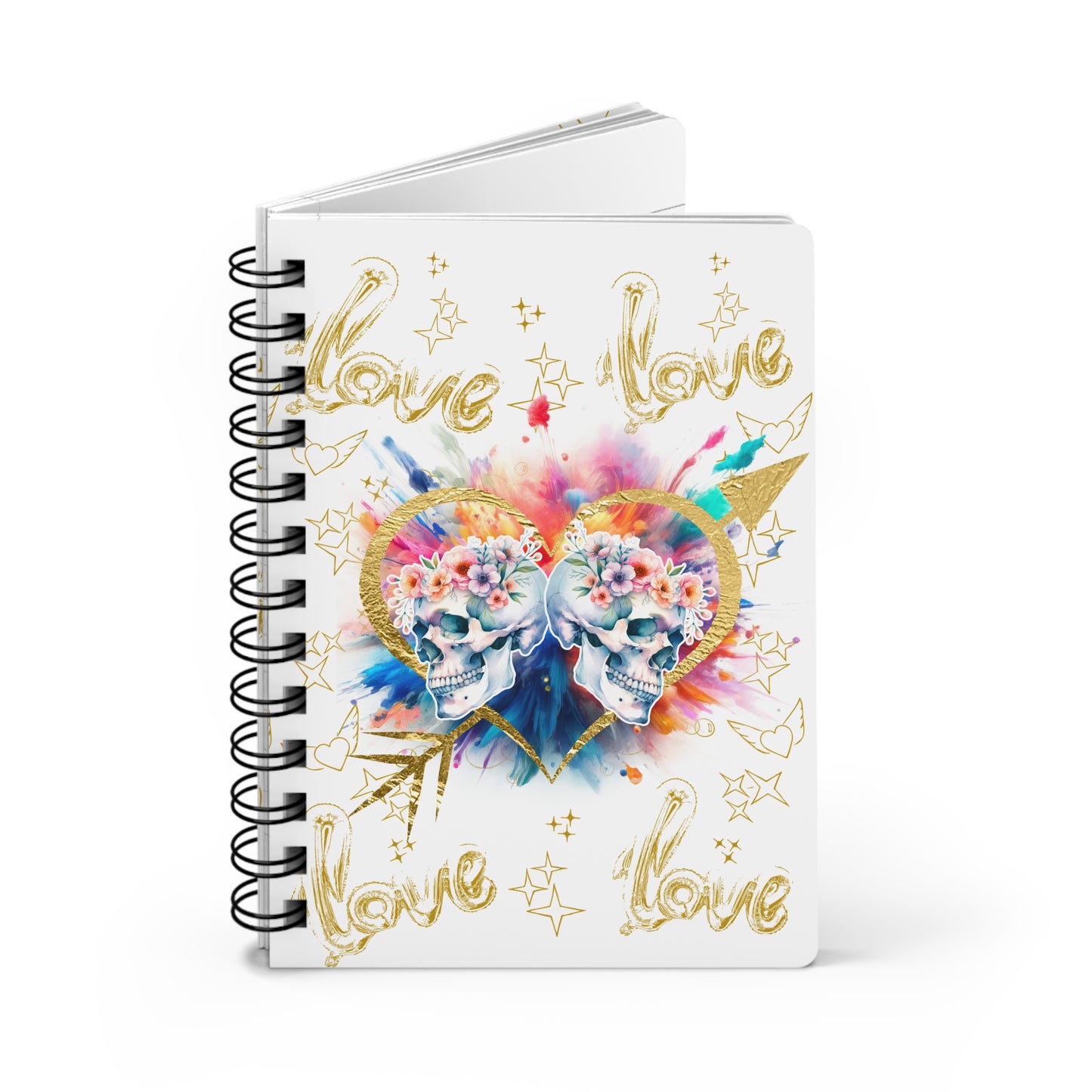 Love is Golden Watercolor (white) - Spiral Notebook - Ruled Line