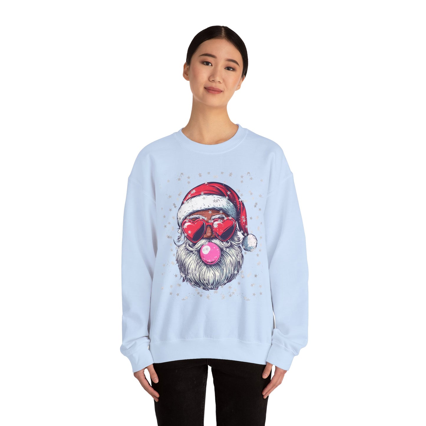 Retro Bubblegum Black Santa - Unisex Heavy Blend™ Crewneck Sweatshirt