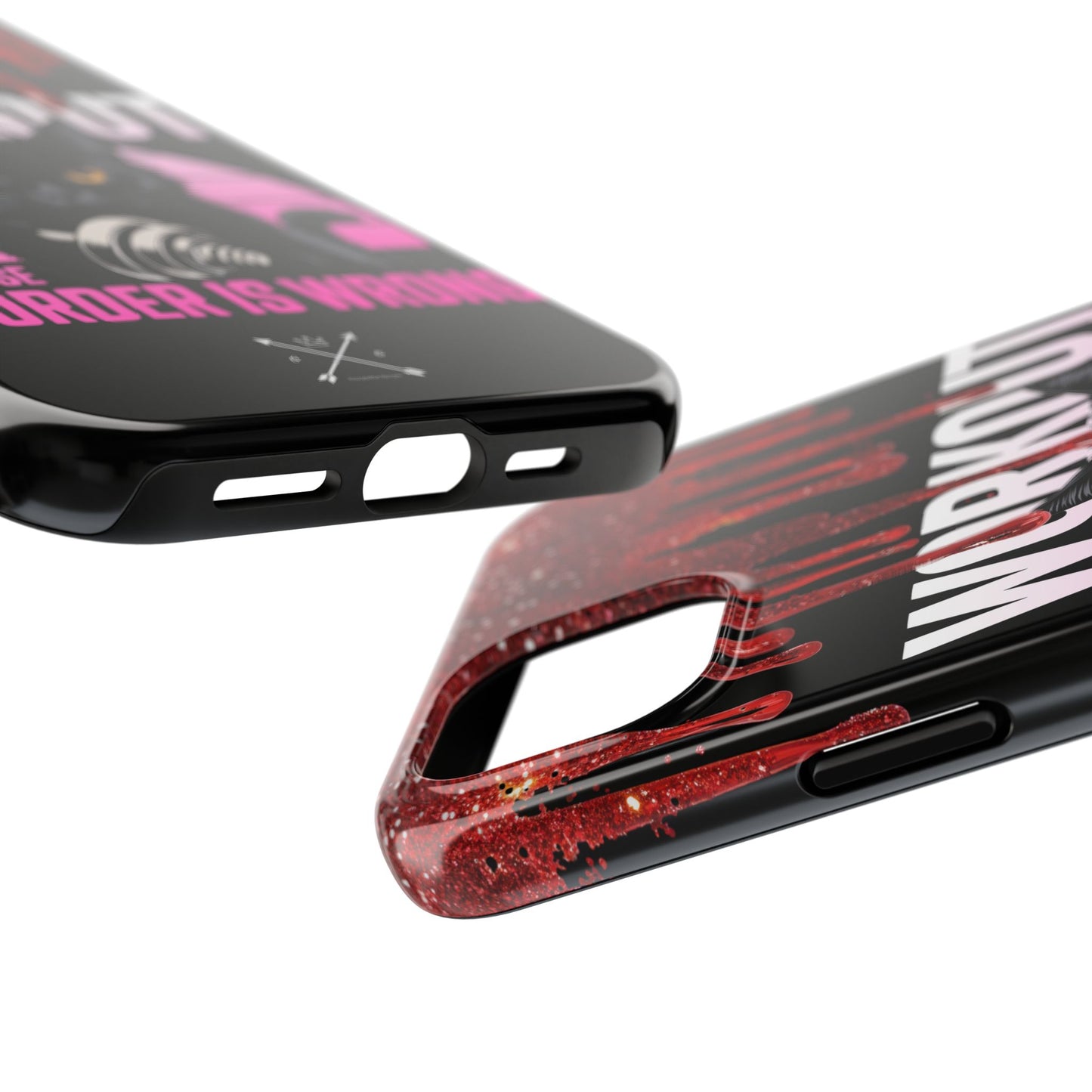 Edgy Cat Tough Phone Case - 'Workout Because Murder Is Wrong'