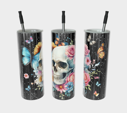 Skull and Butterflies (black)- 20oz Tumbler