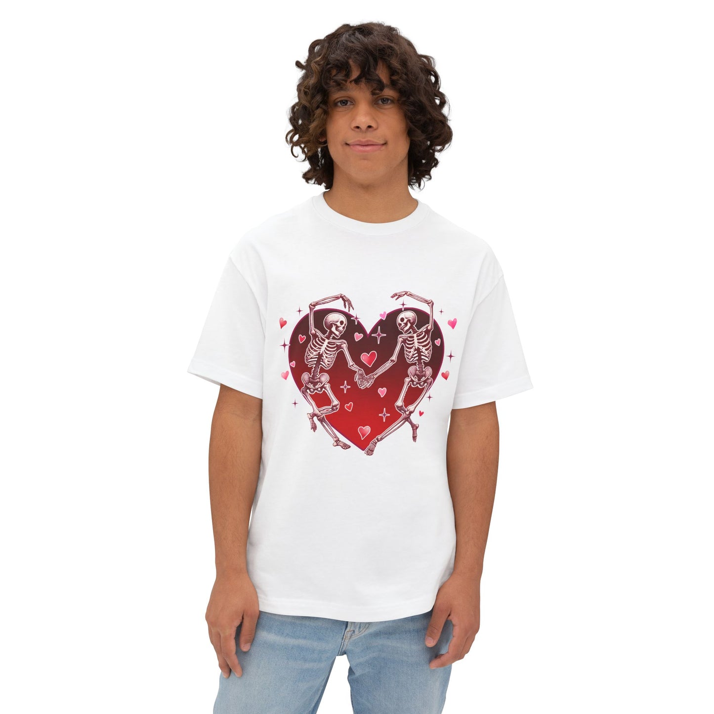 Skeleton Heart Lovers - Unisex Oversized Boxy T-shirt